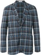Boglioli Checked Blazer, Men's, Size: 52, Blue, Linen/flax/polyamide/cotton/cupro