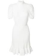 Giambattista Valli Ribbed Lace Sleeve Dress - White