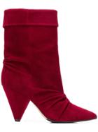 The Seller Ruched Ankle Boots - Red
