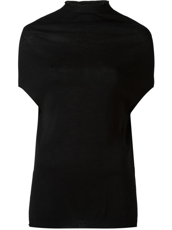 Rick Owens Draped Collar Knit Top, Women's, Size: M, Black, Cotton