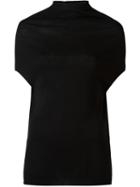 Rick Owens Draped Collar Knit Top, Women's, Size: M, Black, Cotton