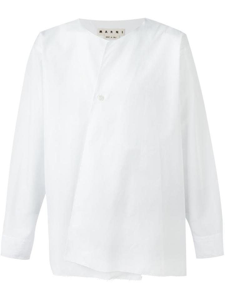 Marni Collarless Shirt, Men's, Size: 48, White, Cotton