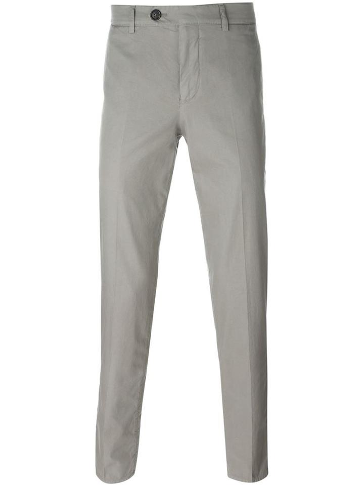 Brunello Cucinelli Slim Chino Trousers, Men's, Size: 52, Grey, Cotton/polyester