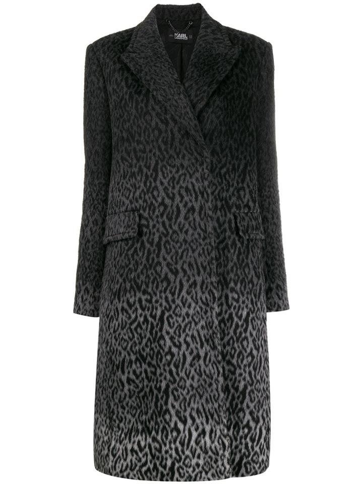 Karl Lagerfeld Karl X Carine Leopard Coat - Grey