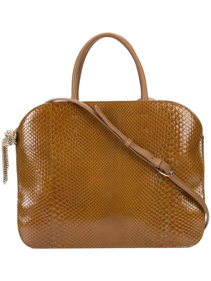 Classic Tote - Women - Python Skin - One Size, Brown, Python Skin, Nina Ricci