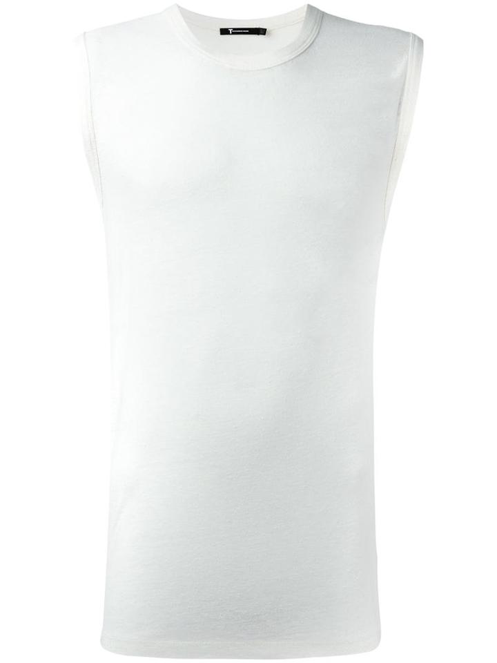 T By Alexander Wang - Sleeveless T-shirt - Men - Silk/rayon - Xs, White, Silk/rayon