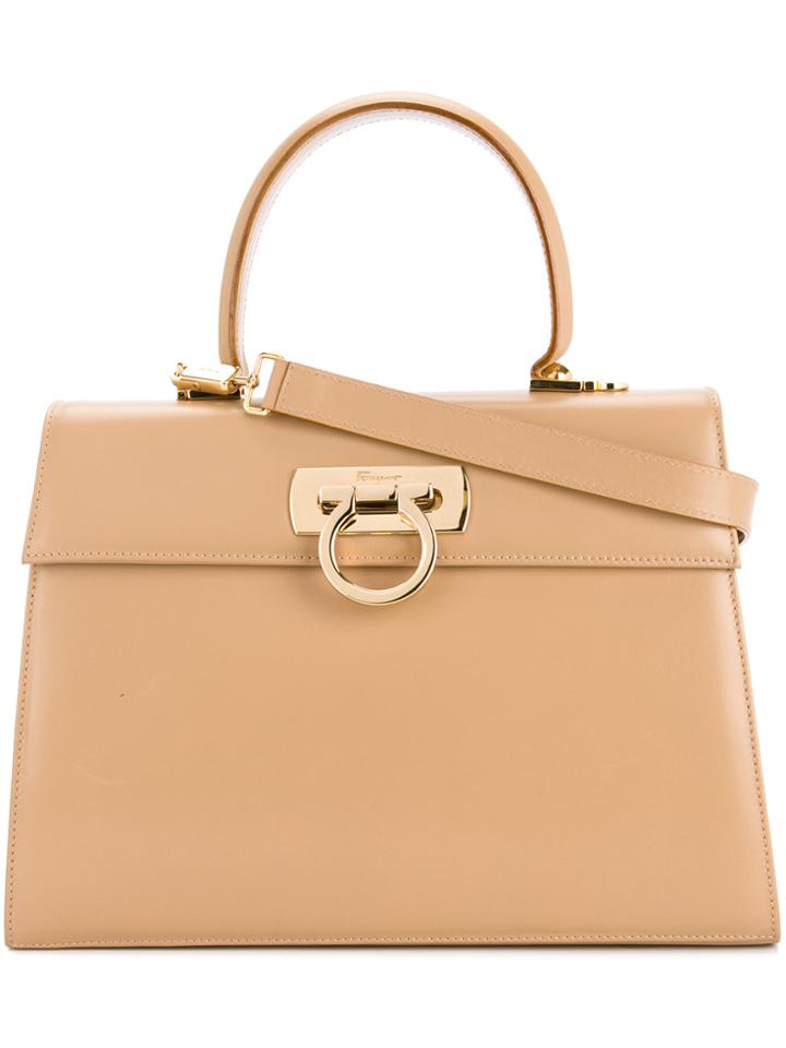 Salvatore Ferragamo Vintage Gancini 2way Handbag - Nude & Neutrals