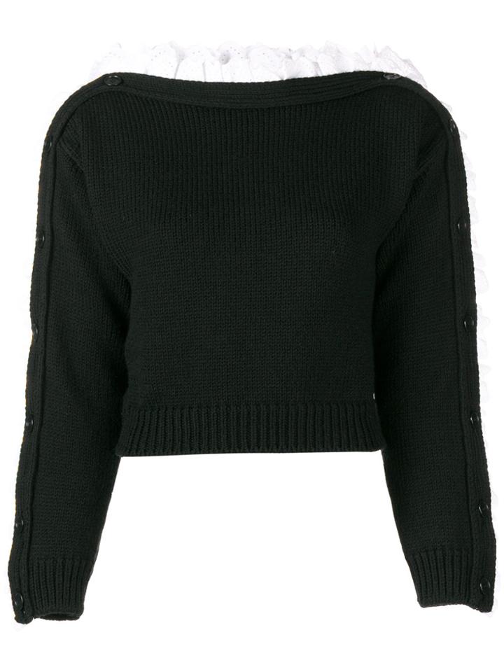 Philosophy Di Lorenzo Serafini Boat Neck Volant Sweater - Black