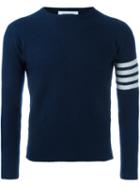 Thom Browne Ribbed Striped Sleeve Jumper, Men's, Size: 1, Blue, Cashmere