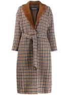 Simonetta Ravizza Shearling Checked Coat - Brown