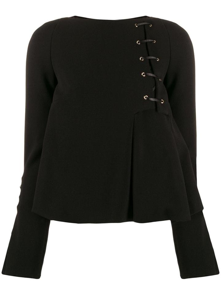 Just Cavalli Flared Lace Up Detail Blouse - Black