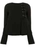 Just Cavalli Flared Lace Up Detail Blouse - Black