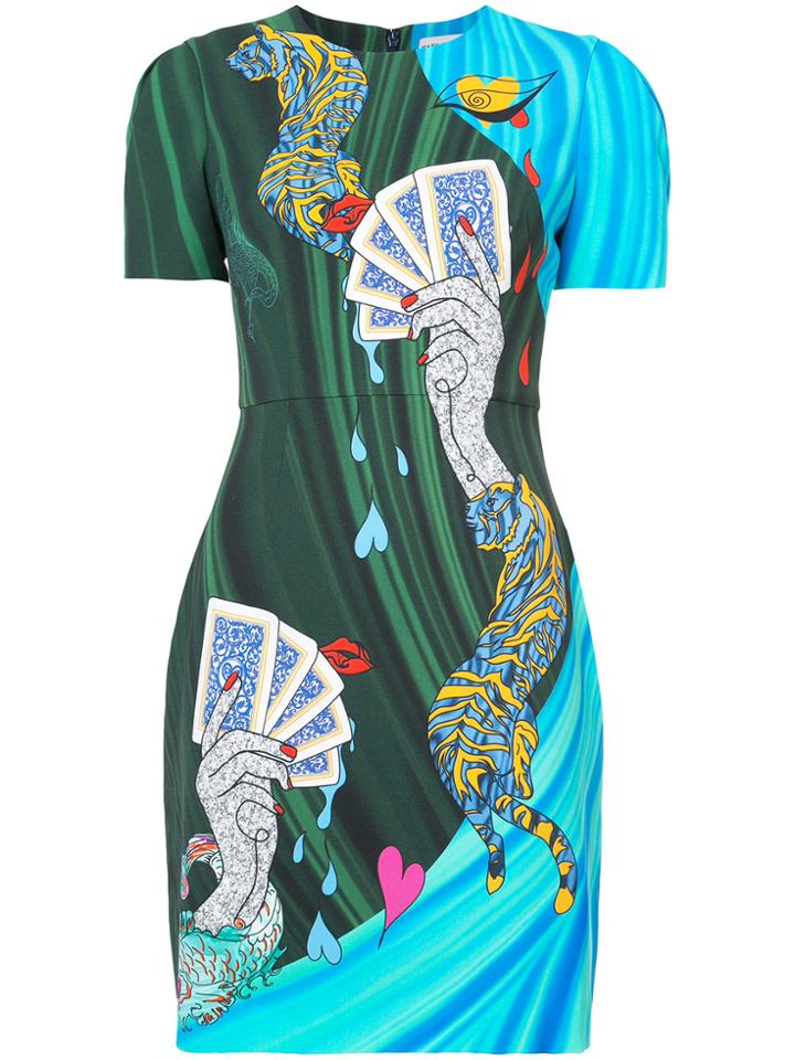 Mary Katrantzou Card Print T-shirt Dress - Blue