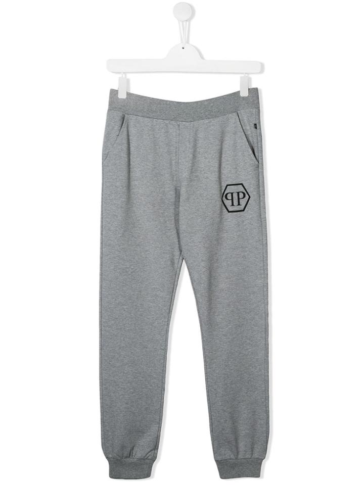 Philipp Plein Junior Teen Logo Printed Track Pants - Grey