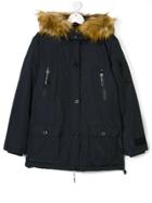 Diadora Junior Faux Fur Hooded Coat - Blue