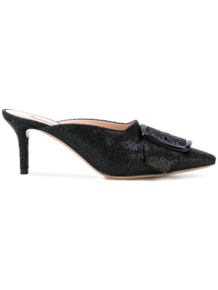 Casadei Glittered Alexa Mules - Black