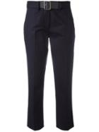 Moncler Belted Chino Trousers, Women's, Size: Large, Blue, Cotton/spandex/elastane/leather