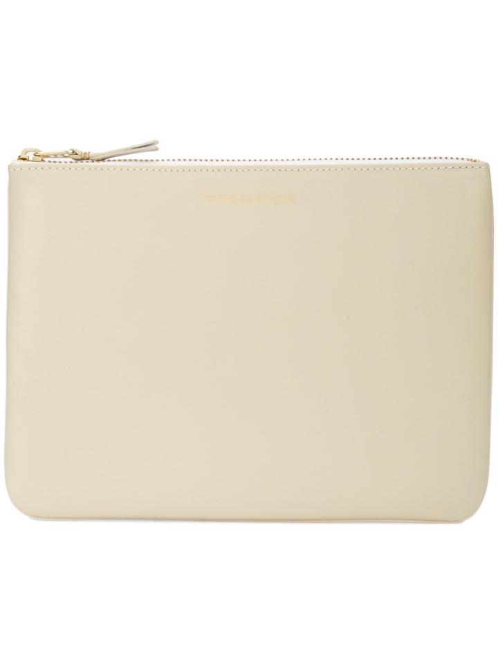 Comme Des Garçons Play Zipped Logo Pouch - White
