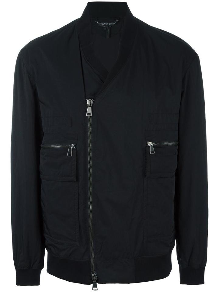 Helmut Lang V-neck Bomber Jacket, Men's, Size: Small, Black, Nylon/viscose/cotton/cotton