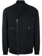 Helmut Lang V-neck Bomber Jacket, Men's, Size: Small, Black, Nylon/viscose/cotton/cotton