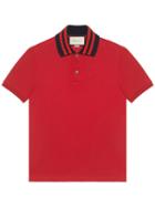 Gucci - Cotton Polo With Appliqué - Men - Cotton/spandex/elastane - S, Red, Cotton/spandex/elastane