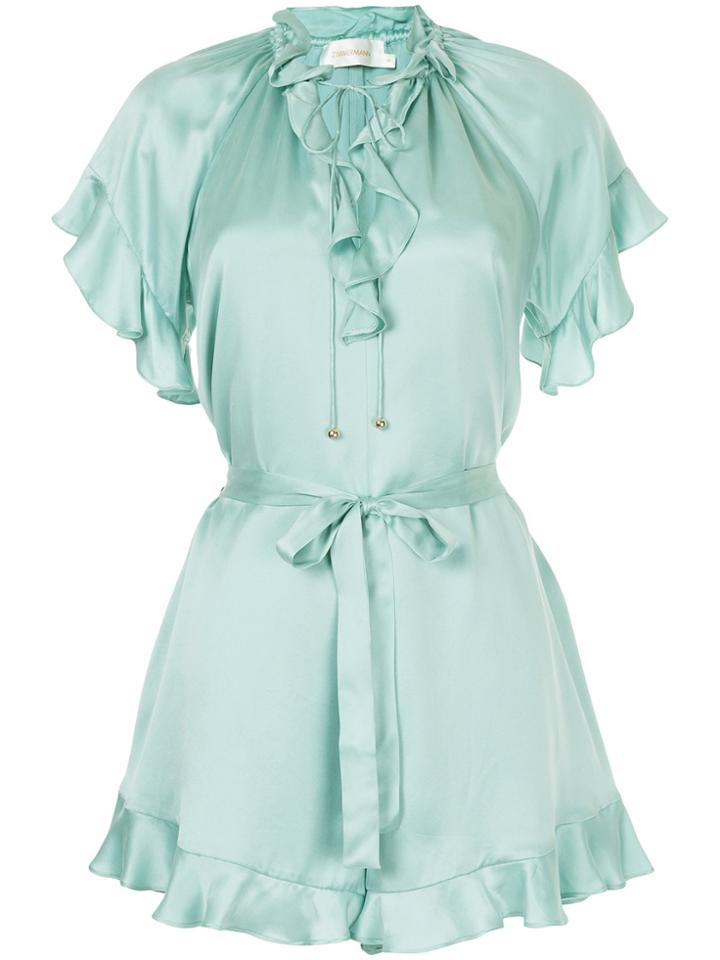 Zimmermann Ruffled Playsuit - Green