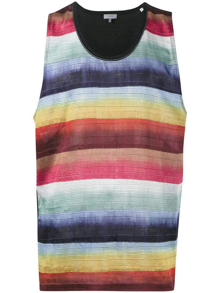 Lanvin Stripe Tank Top, Men's, Size: Large, Black, Cotton