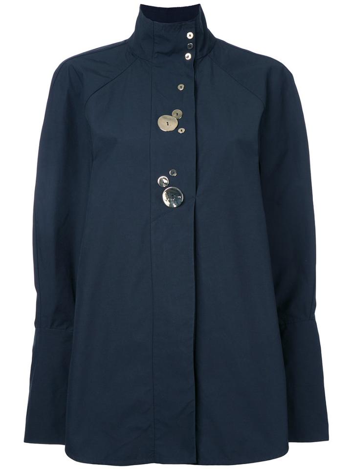 Ellery Studded Buttons Shirt, Women's, Size: 8, Black, Cotton/nylon