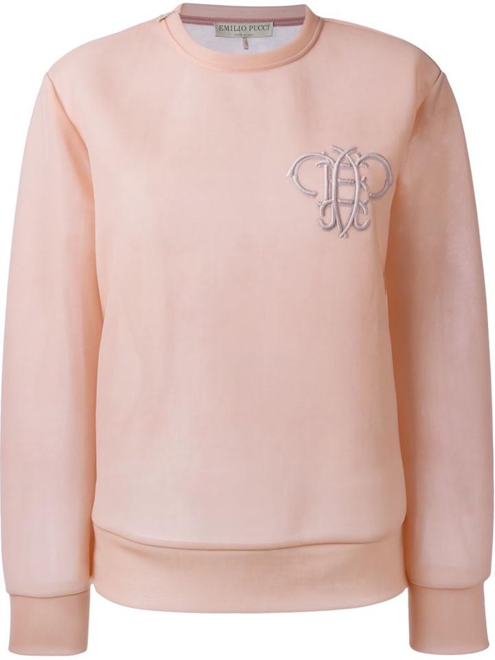 Emilio Pucci Sheer Logo Sweatshirt, Women's, Size: S, Pink/purple, Polyamide