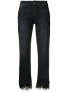 Cambio Feather Hem Cropped Jeans - Black