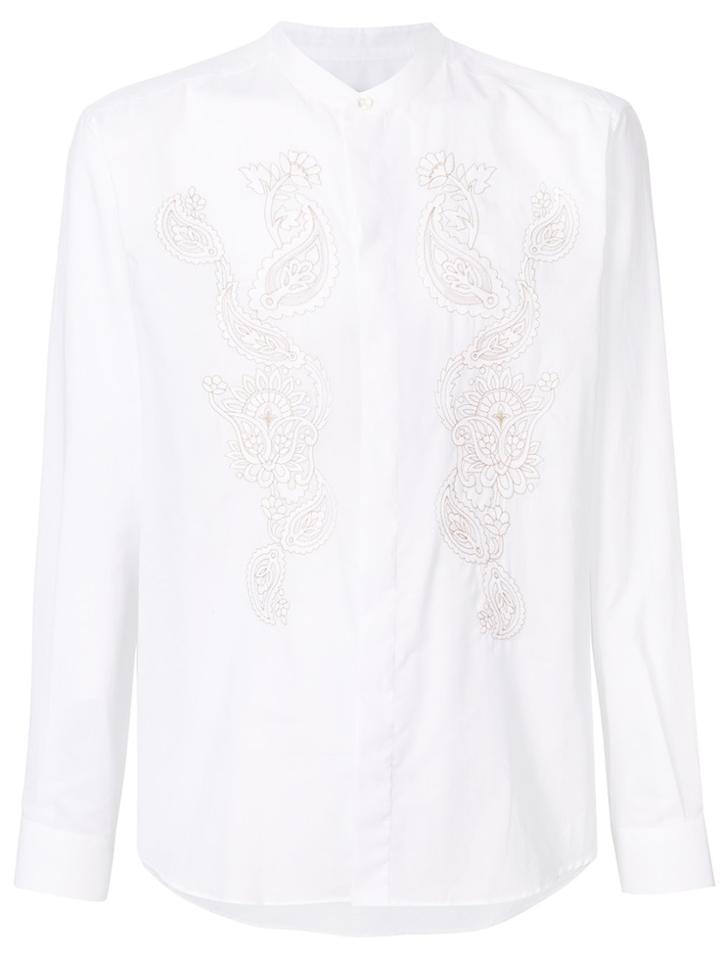Etro Embroidered Band Collar Shirt - White