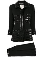 Chanel Pre-owned Varnished Details Fitted Skirt And Jacket - Black