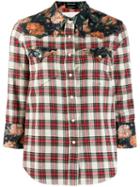 R13 Exaggerated Collar Plaid Cowboy Shirt - Neutrals