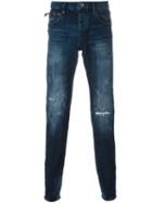 Emporio Armani Stone Washed Tapered Jeans, Men's, Size: 32, Blue, Cotton/spandex/elastane