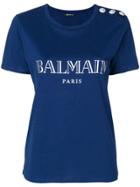 Balmain Logo Print T-shirt - Blue