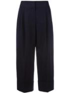 Antonio Marras Pinstripe Cropped Trousers, Women's, Size: 44, Blue, Cotton/virgin Wool
