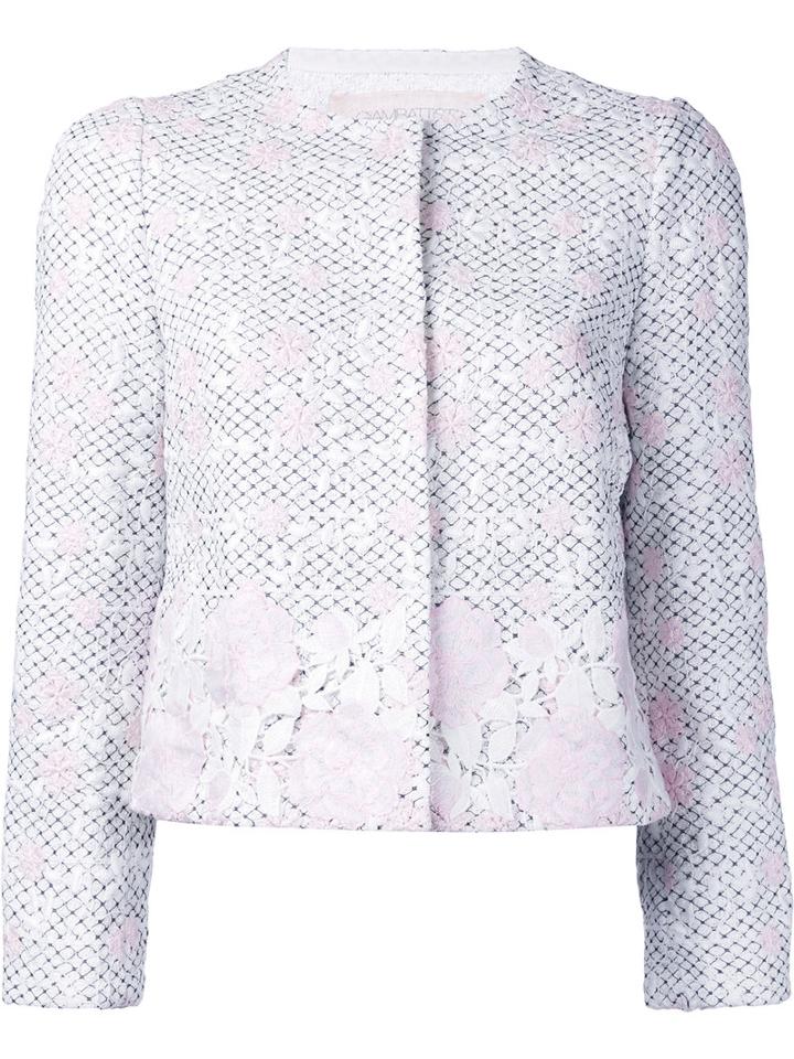 Giambattista Valli - Rose Embroidered Jacket - Women - Cotton/polyamide/polyester - 38, White, Cotton/polyamide/polyester