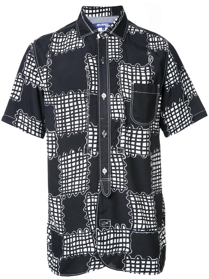 Junya Watanabe Comme Des Garçons Man Abstract Check Shortsleeved Shirt, Men's, Size: Large, Black, Cotton