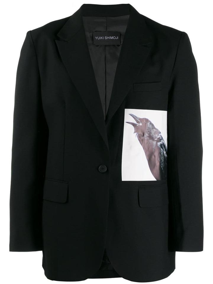 Yuiki Shimoji Photographic Print Blazer - Black