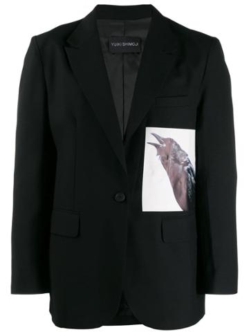 Yuiki Shimoji Photographic Print Blazer - Black