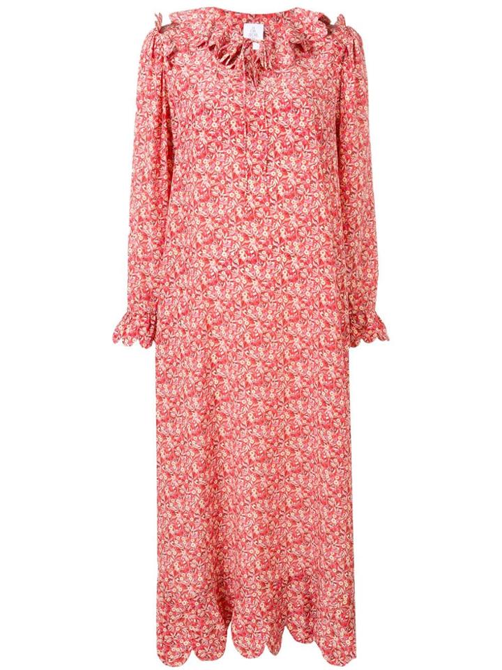 Horror Vacui Scalloped Neck Dress - Orange