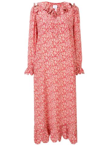Horror Vacui Scalloped Neck Dress - Orange