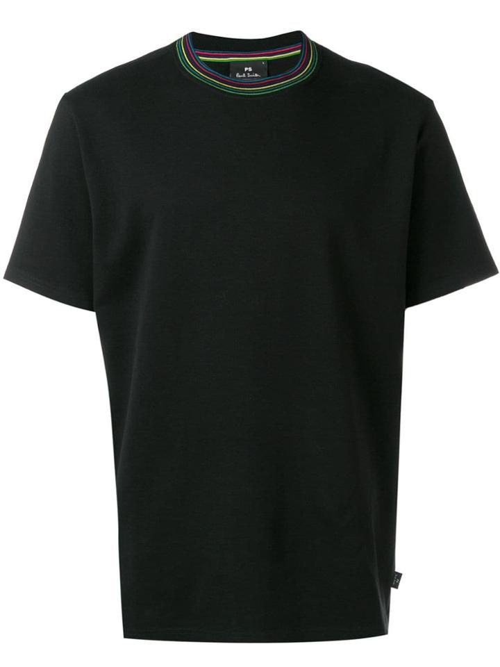 Ps Paul Smith Mock Neck Knitted T-shirt - Black