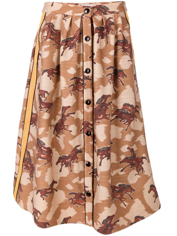 Coach Horse Print Buttoned Skirt - Brown