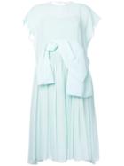 Delpozo Oversized Bow Flared Dress, Women's, Size: 36, Green, Silk