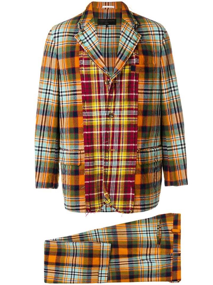Comme Des Garçons Pre-owned Plaid Two-piece Distressed Suit - Yellow