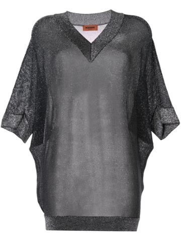 Missoni Vanise Lamé V-neck Top - Silver