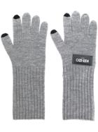 Kenzo Logo Patch Knitted Gloves - Grey