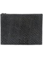 Osklen - Igapo Large Clutch Bag - Unisex - Calf Leather/pirarucu Skin - One Size, Black, Calf Leather/pirarucu Skin