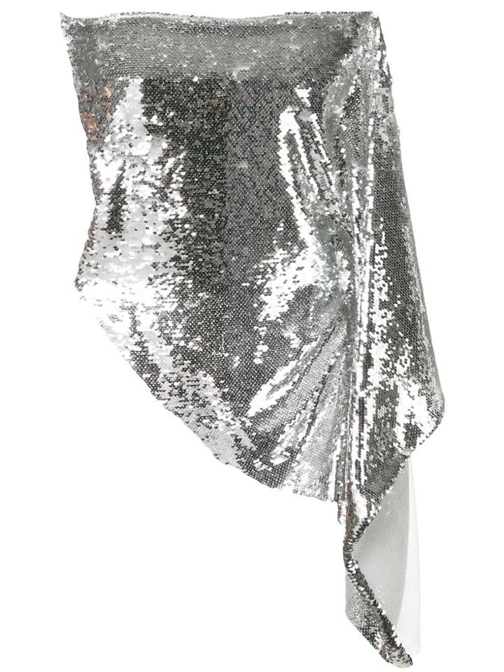 Paula Knorr Sequinned Bandeau Top - Silver